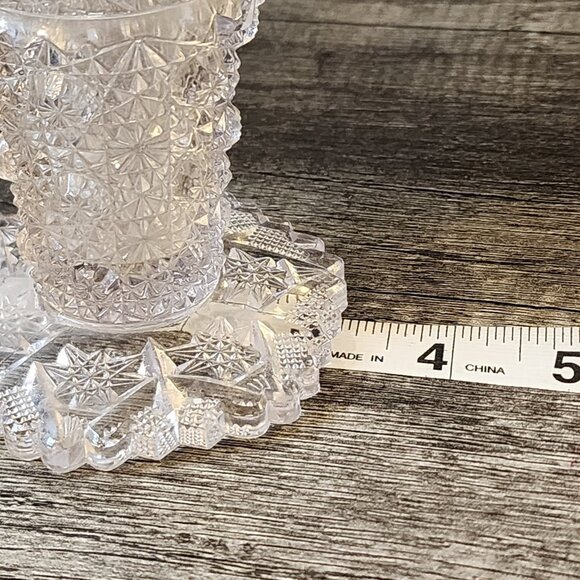 Vintage Crystal Glass Vase Etched Pattern Scalloped Edge - Picture 13 of 15